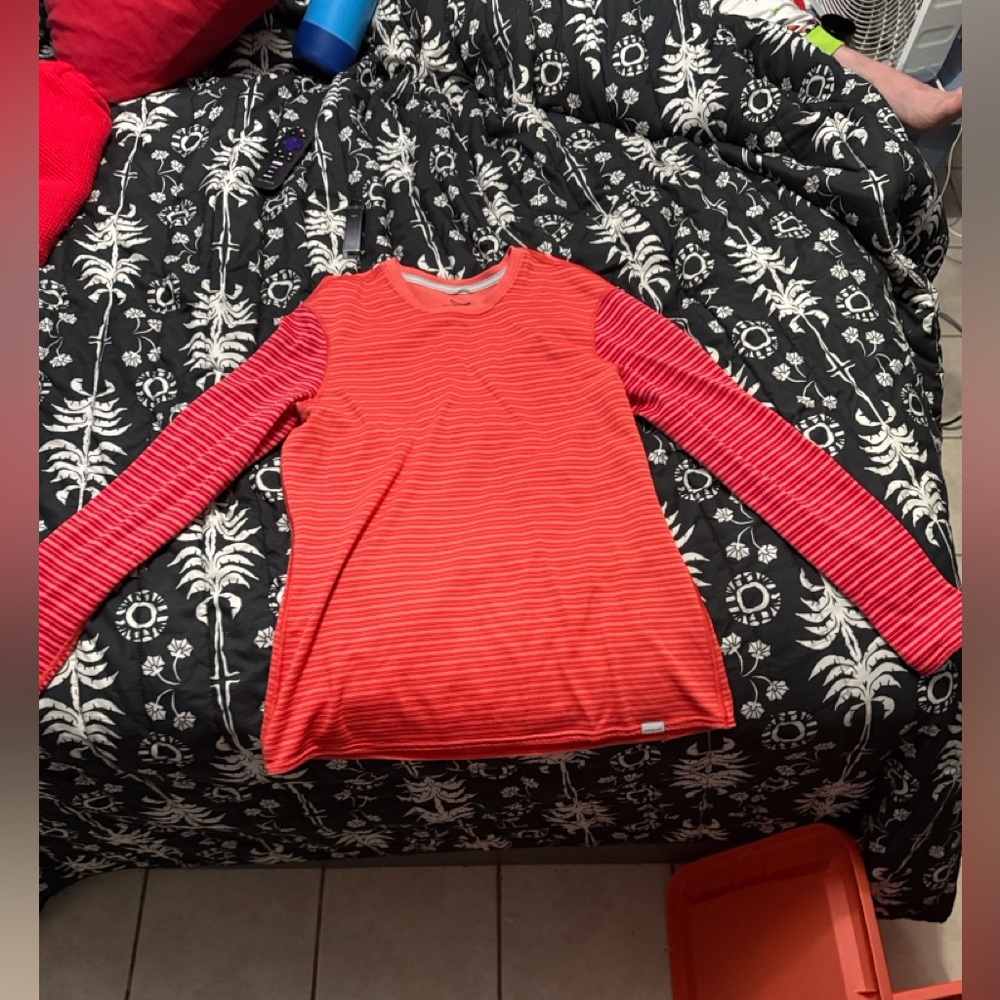 Patagonia Women’s Long Sleeve Shirt - Orange and Pink Stripes